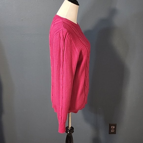 Philosophy Pink Waffle Weave and Cable Knit Rayon Long Sleeve Sweater Size XL - Picture 4 of 9